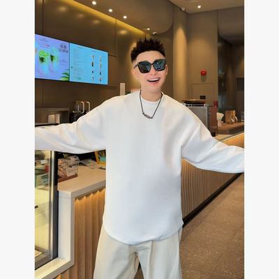 7272双面一体绒长袖打底衫T恤秋冬厚款男士休闲宽松圆领卫t男保暖