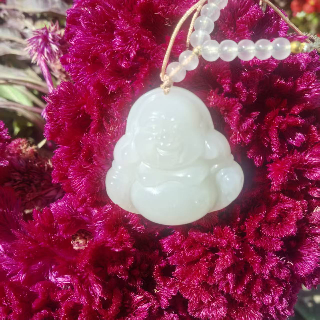 羊脂白佛公和田玉挂坠毛衣坠