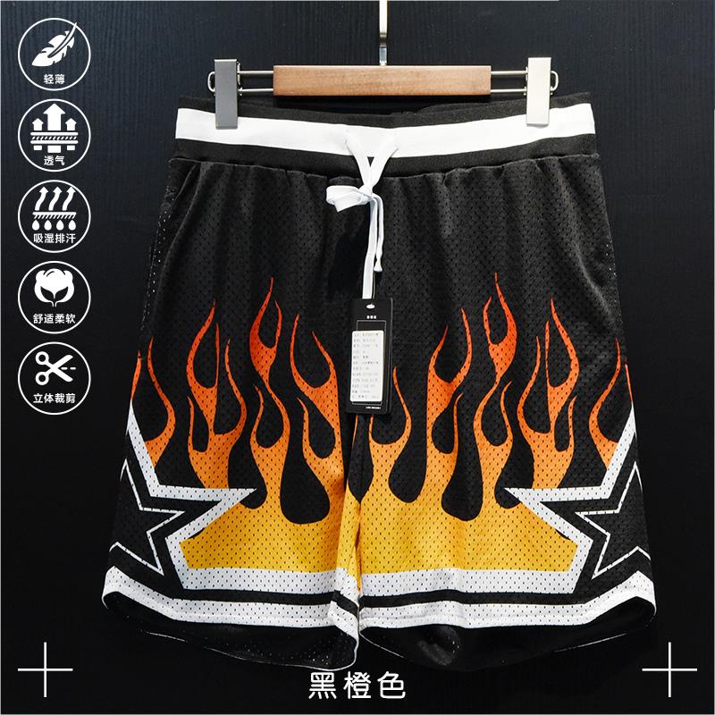 美式火焰双层网眼运动短裤
