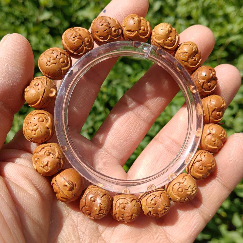 脑纹桃核雕刻可爱猴子手串手持十二生肖猴子文玩手串