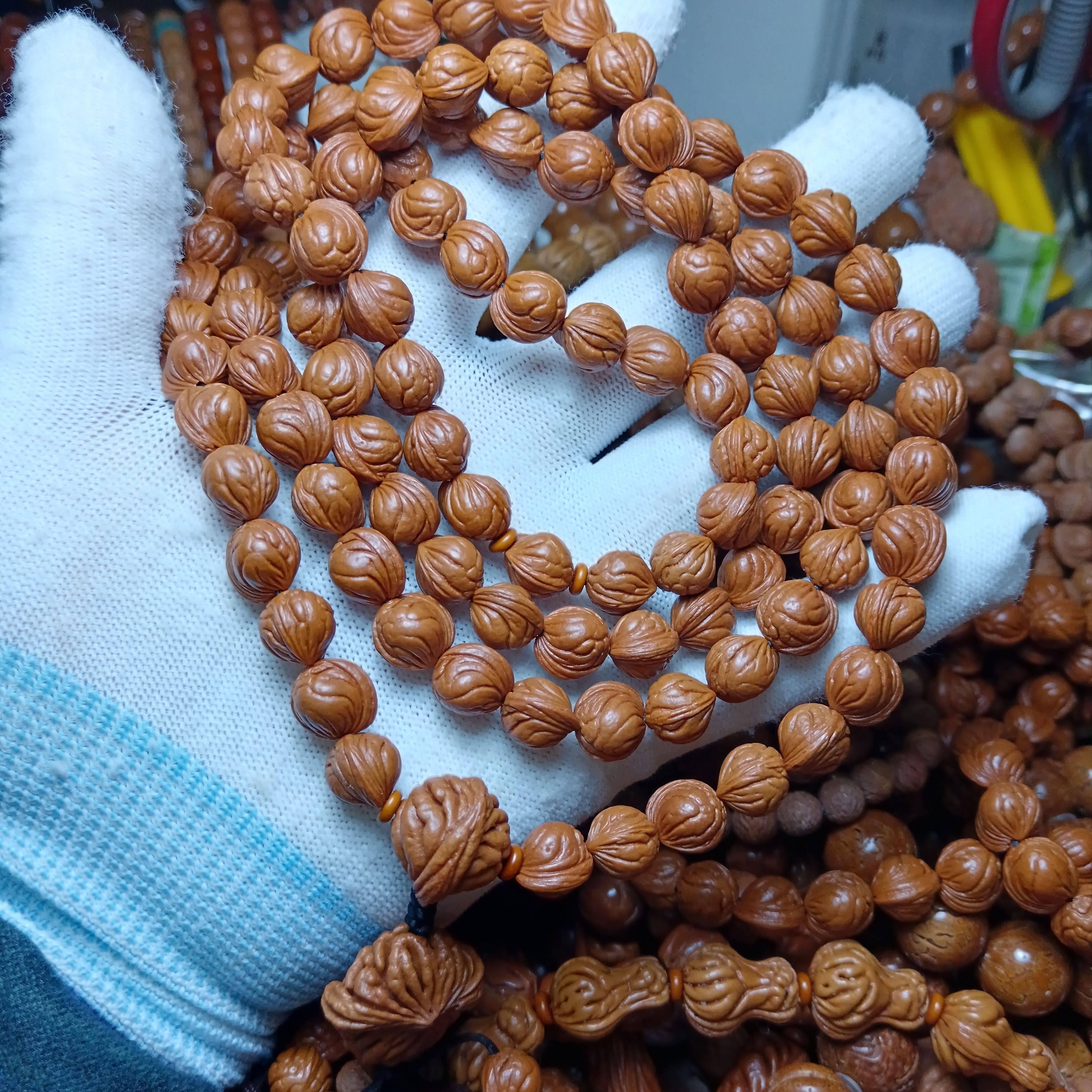 秦岭山野生龙纹桃核长串脖挂小尺寸桃核108颗深清打底好的不修的