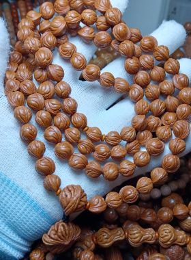 秦岭山野生龙纹桃核长串脖挂小尺寸桃核108颗深清打底好的不修的