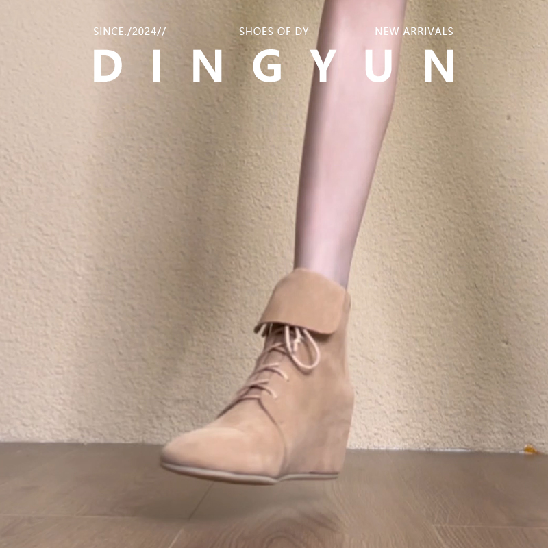 复古新款小众系带内增高马丁靴女