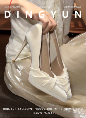 羊皮版dingyun丁允尖头高跟鞋女细跟法式防水台轻奢名媛浅口单鞋