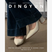dingyun丁允白色高跟鞋 粗跟尖头单鞋 通勤不累脚法式 羊皮版 小皮鞋