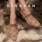 绝美伴娘鞋 羊皮版 粗跟法式 婚鞋 dingyun丁允千金高跟鞋 小香风单鞋
