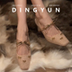 绝美伴娘鞋 羊皮版 粗跟法式 婚鞋 dingyun丁允千金高跟鞋 小香风单鞋