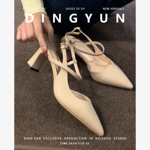 包头凉鞋仙女风温柔一字带高跟鞋