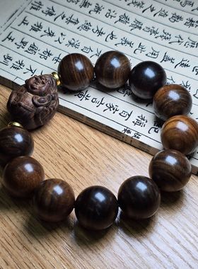 沉香木佛珠手串原木复古沉贵宝手链男女配饰盘玩念珠手饰