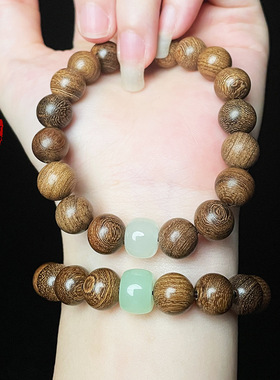 金丝檀精美木质佛珠手串玉石琉璃檀木简约单圈小手链