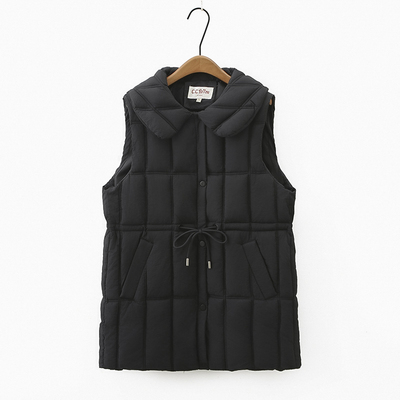 胖mm马甲中长款大码娃娃领棉背心