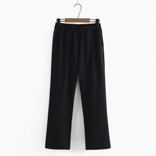 显瘦胖妹mm松紧腰弹力休闲微喇叭裤 子加肥加大秋季 女裤 250斤大码