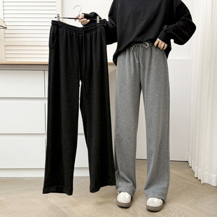 胖m200斤梨形身材宽松加绒拖地长裤 女秋冬2024新款 休闲阔腿裤 大码