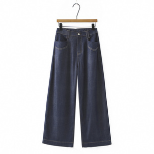 牛仔裤女夏薄款大码胖mm高个子加长200斤半松紧腰宽松阔腿拖地裤
