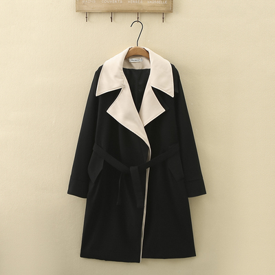 大码长款风衣外套高个子翻领大衣