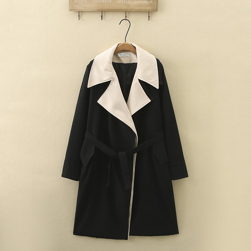 大码长款风衣外套高个子翻领大衣