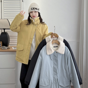 中长款 女装 加绒派克服棉衣外套 大码 胖mm棉服加肥加大2024秋冬新款