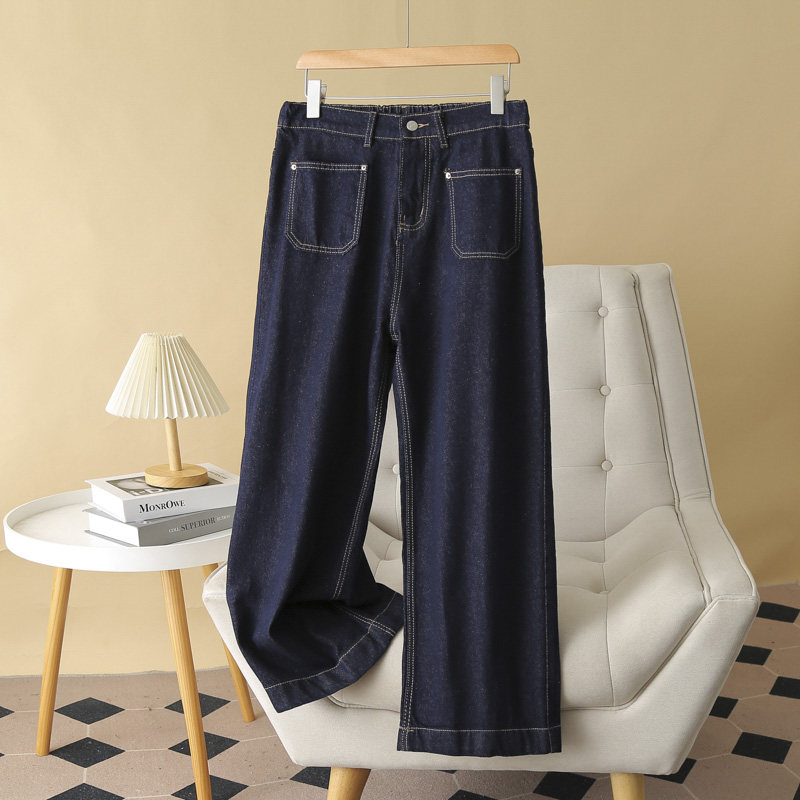 胖mm大码牛仔裤女秋季2024年新款半松紧腰梨形身材宽松休闲阔腿裤,女装/女士精品,牛仔裤,淘宝优惠券,粉丝福利购,淘宝优惠卷