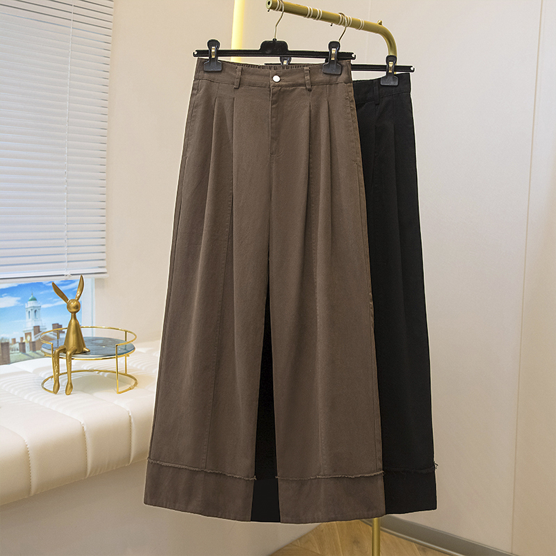 休闲裤2024秋季大码高腰阔腿长裤