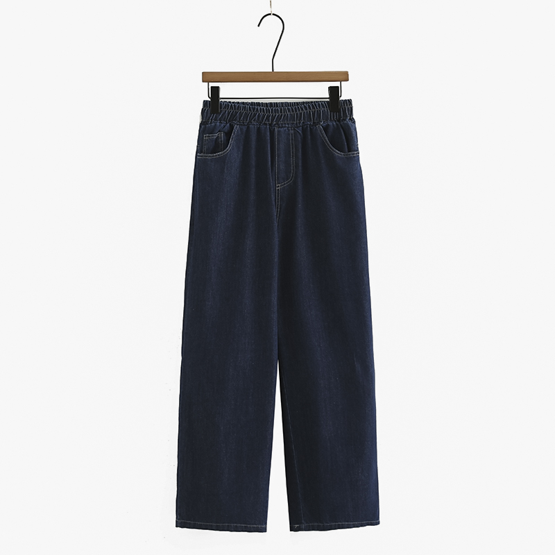 大码直筒牛仔裤2023秋季阔腿长裤