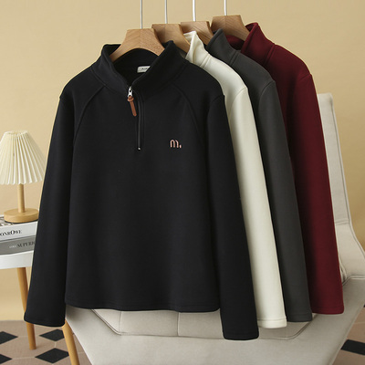 胖mm加绒卫衣宽松立领保暖上衣女