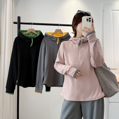 连帽卫衣女大码秋冬季保暖打底衫