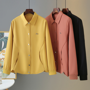 胖m200斤简约通勤弧形下摆衬衫 外套2026新款 领显瘦上衣 女春装 大码