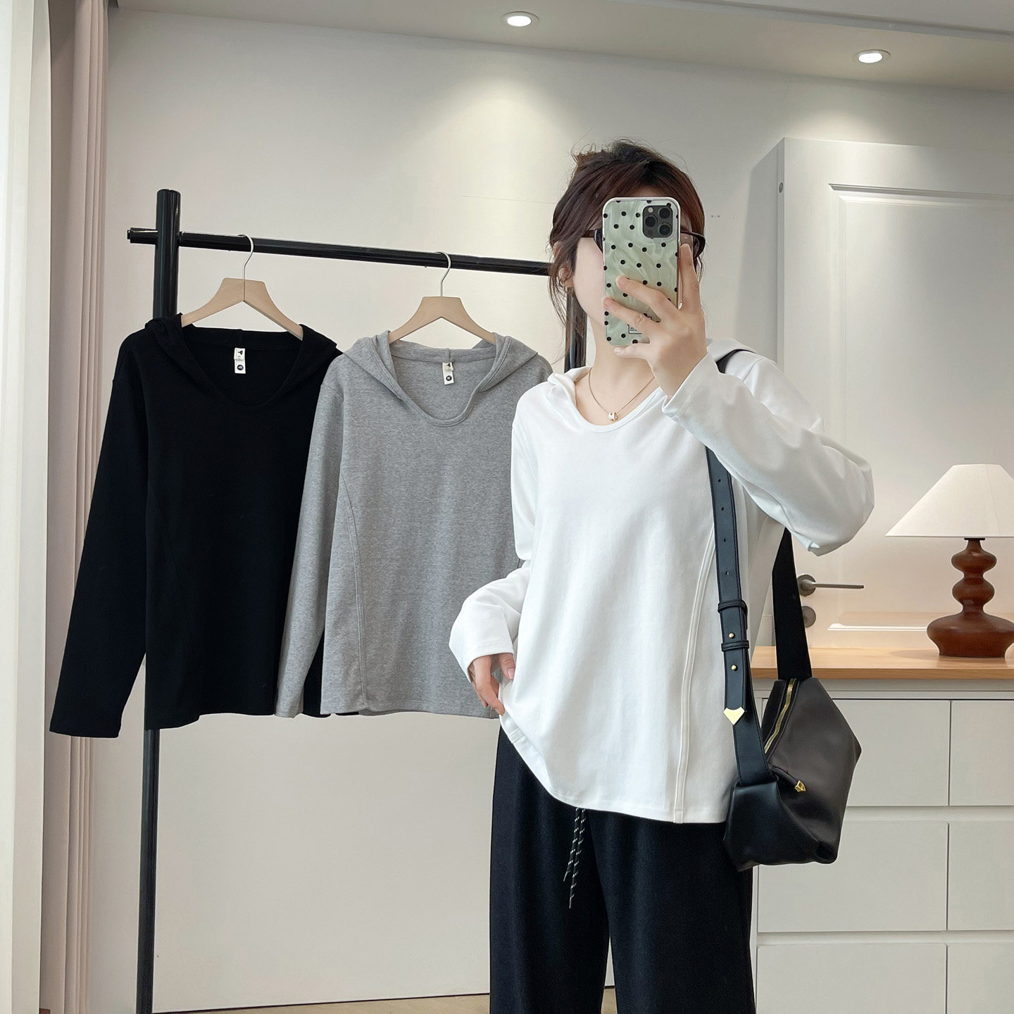大码打底衫女胖mm长袖2025年秋季新款时尚显瘦遮肚子连帽t恤卫衣