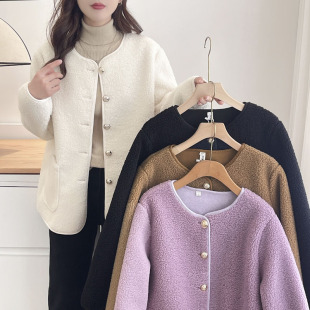 颗粒绒宽松休闲上衣 胖mm200斤高级感时尚 秋冬外套女大码 2024新款