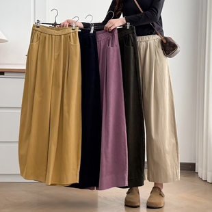 胖m200斤松紧腰慵懒风遮肉休闲裤 女士宽松阔腿裤 新款 2026春季 大码