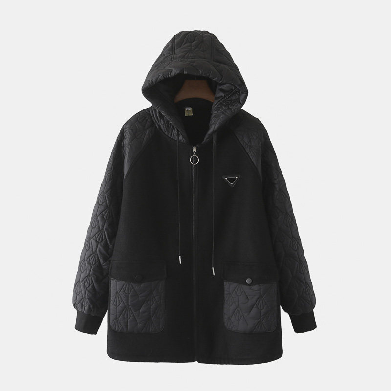 棉服女冬季大码胖mm200斤显瘦2023新款毛呢拼接加绒连帽棉衣外套,女装/女士精品,棉衣/棉服,淘宝优惠券,粉丝福利购,淘宝优惠卷