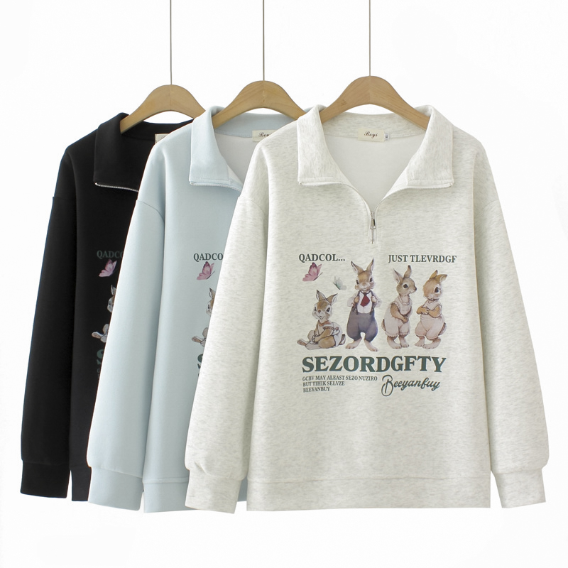 polo领卫衣大码时尚可爱卡通上衣