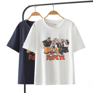 新款 T恤女2026夏装 宽松遮肚子显瘦圆领上衣 胖mm卡通印花短袖 大码