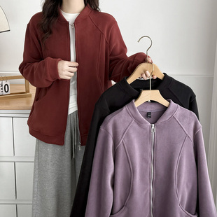 胖妹妹外套秋冬2024新款 200斤双面绒保暖立领宽松拉链卫衣女 大码