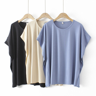 短袖 200斤宽松遮肉蝙蝠衫 t恤潮流欧货大版 女装 上衣 夏装 胖妹妹大码