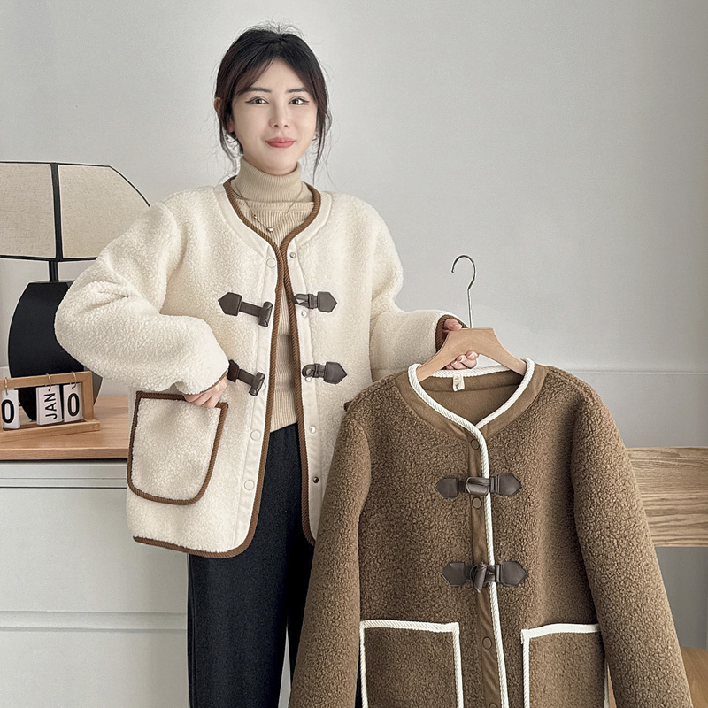 大码外套200斤小香风颗粒绒上衣