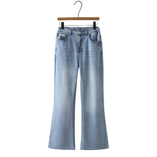 牛仔裤大码女胖mm高个子裤子2025春新款半松紧腰弹力加长微喇叭裤