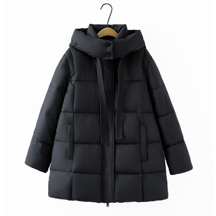 棉衣女冬季大码中长款2025年新款胖mm200斤韩版宽松带帽棉服外套