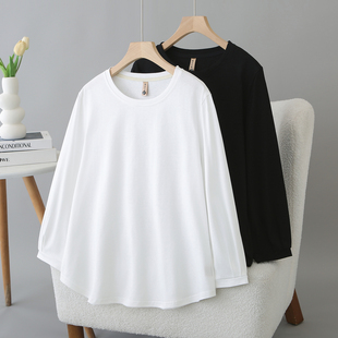 t恤女2026新款大码九分袖春季胖mm简约百搭宽松遮肚子打底衫上衣