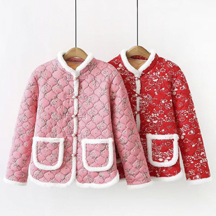 东北花棉袄女大码200斤胖mm冬季上衣复古中国风喜庆碎花加绒外套