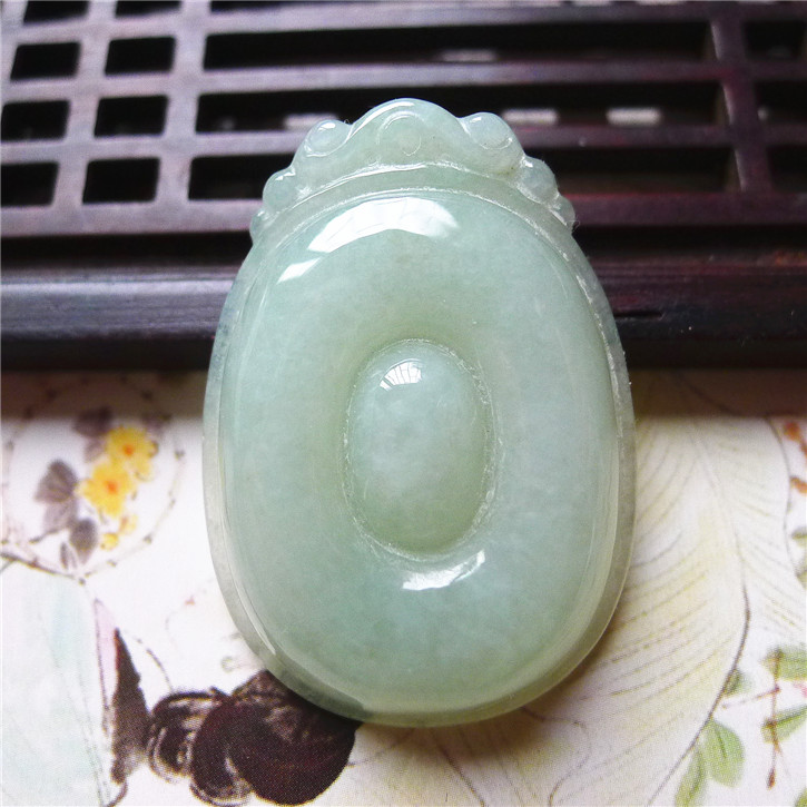 正品天然翡翠A货老坑种翡翠 精美路路通财吊坠 配鉴定证书783