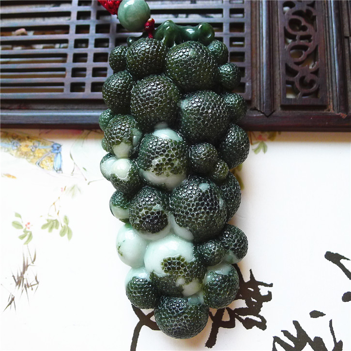 正品天然翡翠A货老坑种翡翠 多子多福手把件 配鉴定证书