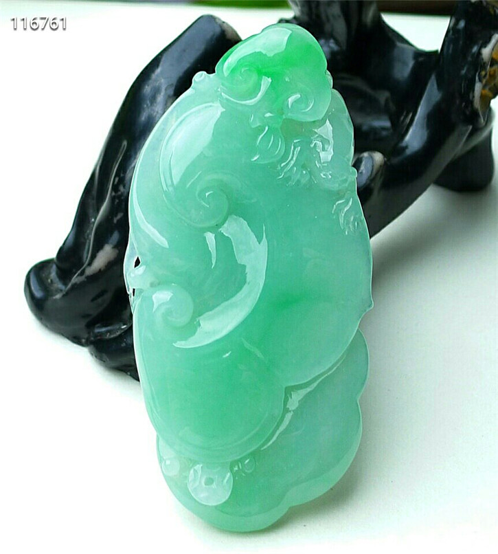 正品天然翡翠A货老坑种翡翠 精美如意吊坠 配鉴定证书
