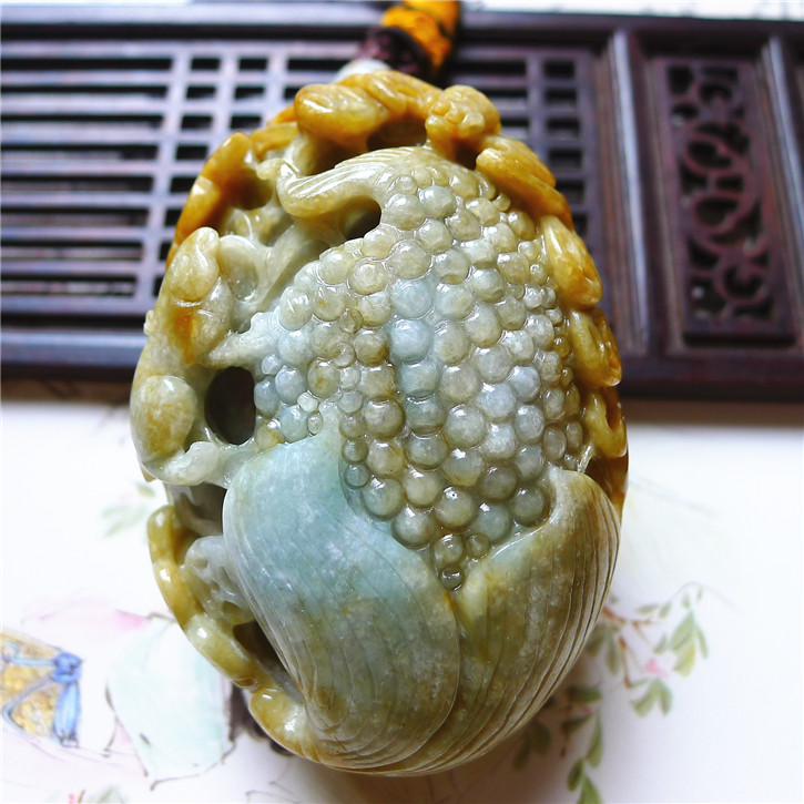 正品天然翡翠A货老坑种翡翠 金玉满堂手玩件 配鉴定证书
