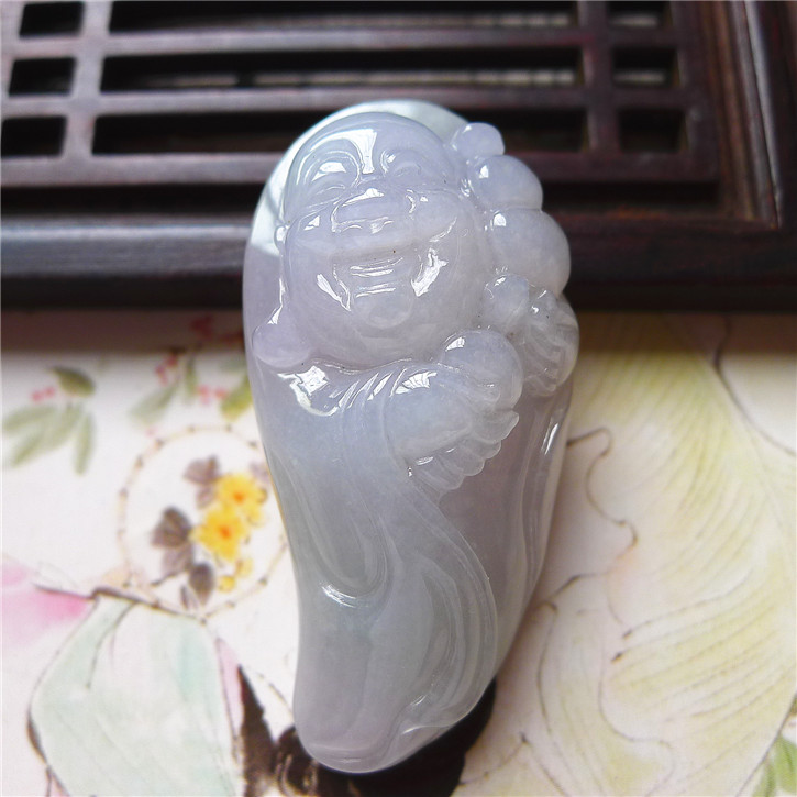 天然老坑种吊坠配鉴定证书玉佛