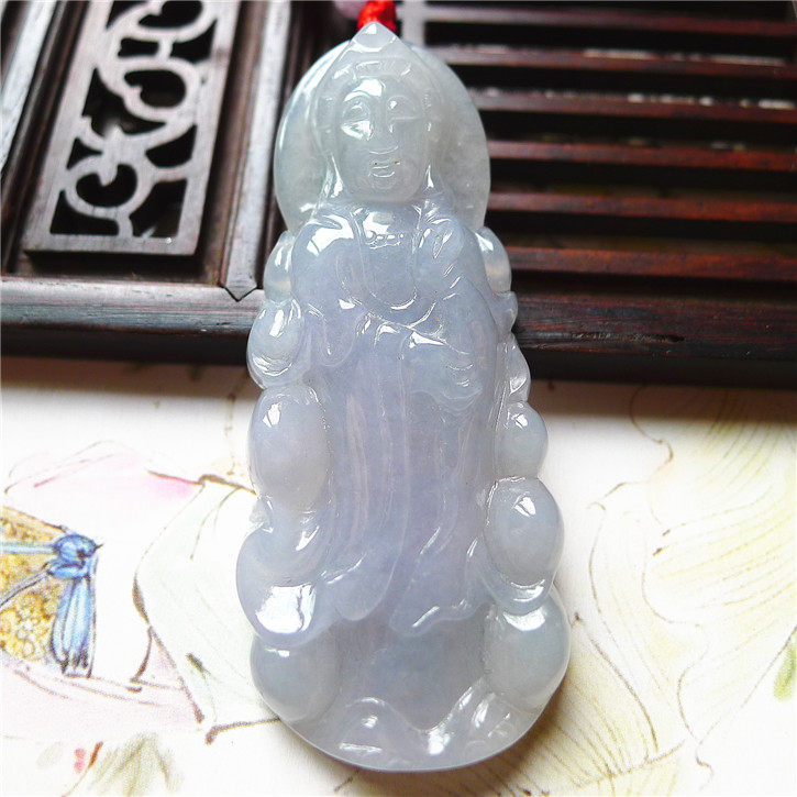 老坑种紫罗兰配鉴定证书观音吊坠