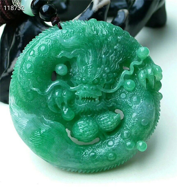 天然翡翠A货老坑种翡翠 精美生意兴隆吊坠 配鉴定证书