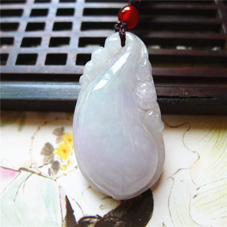正品天然翡翠A货老坑种翡翠 紫罗兰福瓜吊坠 配鉴定证书