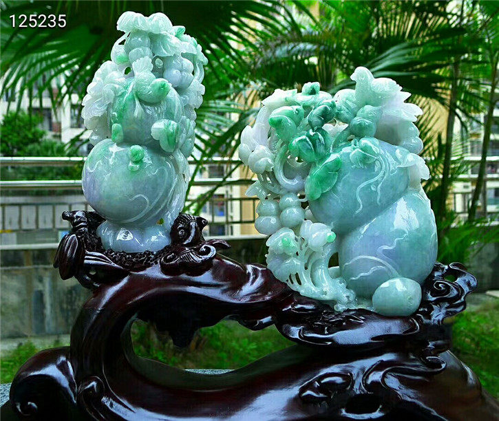 老坑种精雕葫芦福瓜配证书翡翠
