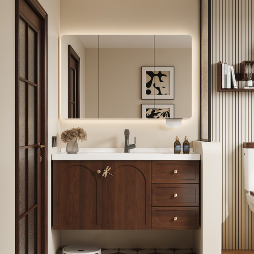 法式胡桃浴室柜+质保十年